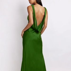 Meshki Nadia Satin Maxi Dress with Back Cowl Emerald